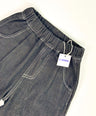 Dark wash easy-fit denim pants for kids with elastic waistband from Little Aurel.