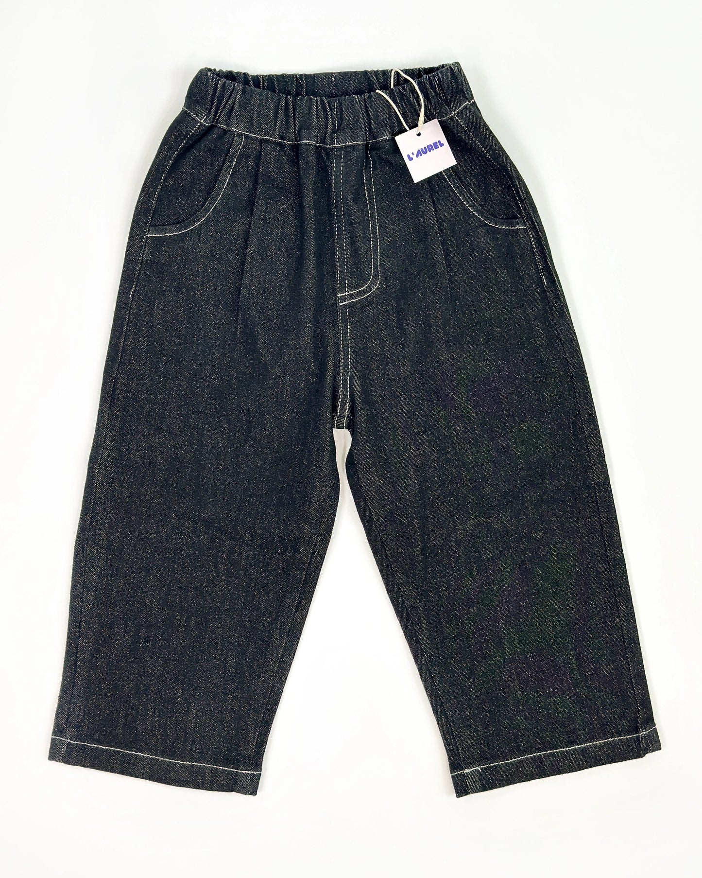 Dark wash easy-fit denim pants for kids