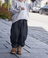 Gray cross-texture knit sweater for toddler boys with ribbed details and relaxed fit by Little Aurel.
