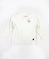Loose-fit longsleeve shirt for kids in white with small dinosaur embroidery
