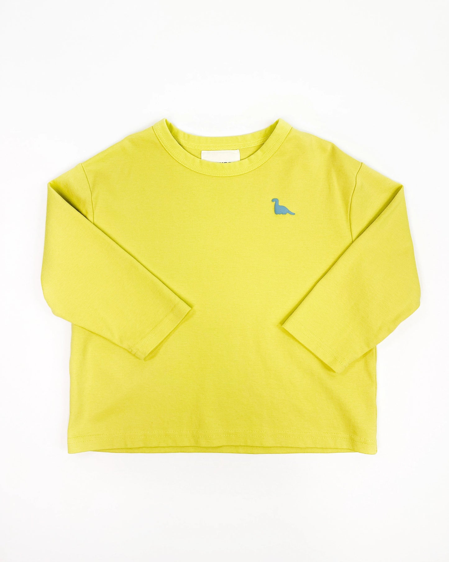 Oversized graphic longsleeve for kids in soft pistachio with back print and small dinosaur detail