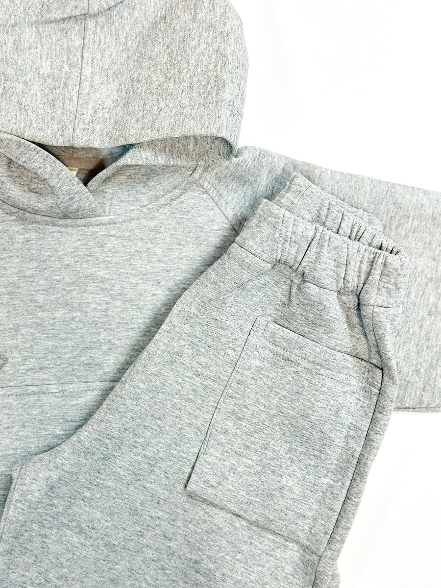 Gray hoodie and pants set on a white background by L'aurel